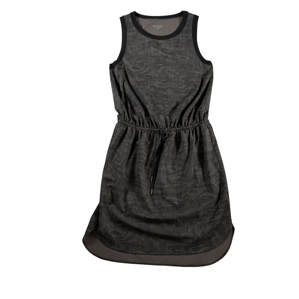 Athleta Womens Gray Rincon Printed Sleeveless Drawstring Waist Casual Dress XS